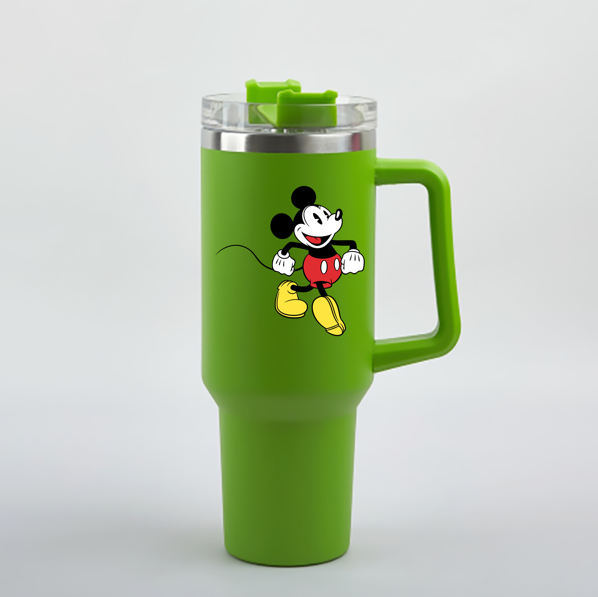 （画像用） ミッキーマウス Mickey Mouse 1200mL車用タンブラー - クリスタルステッカー（プラスチックストロー付き）